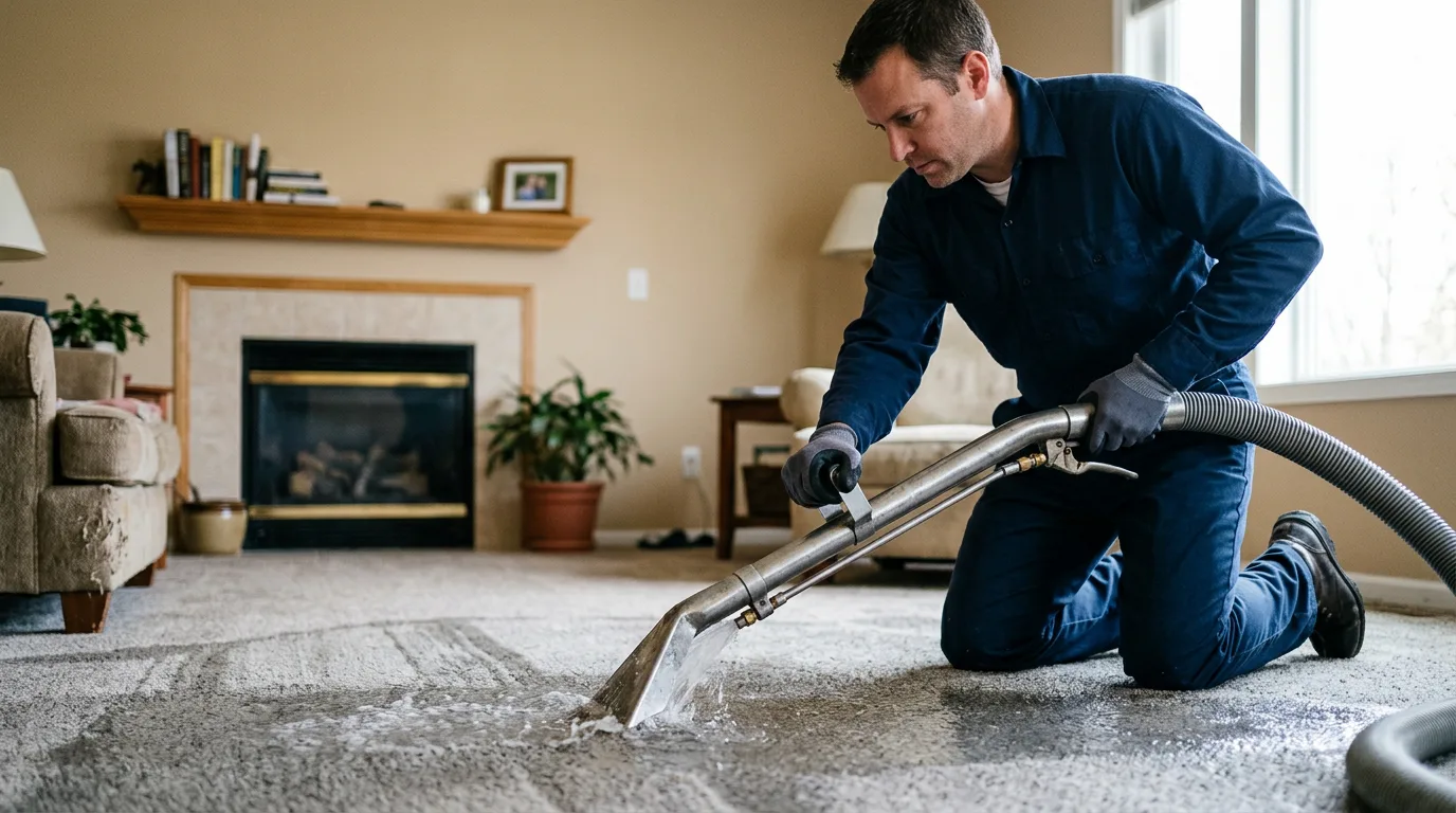 Water damage restoration technician working near Clifton, NJ
